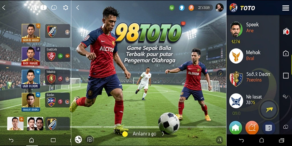 Screenshot gameplay 98TOTO menampilkan aksi pertandingan sepak bola yang mendebarkan.