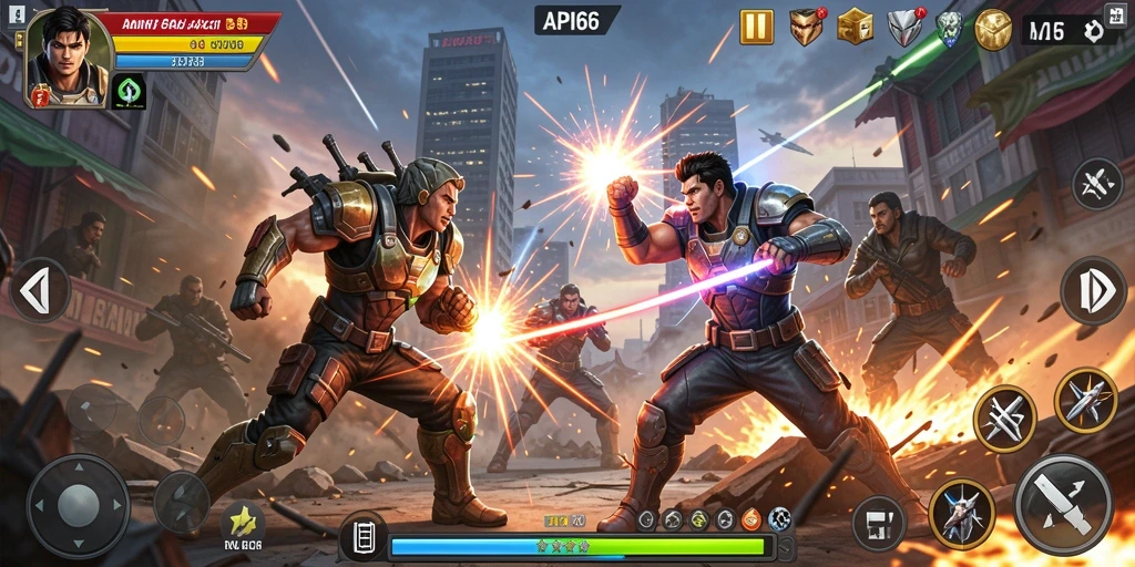 Gameplay seru dengan karakter bertarung di arena.
