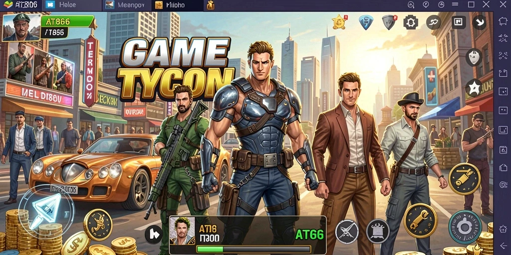 Tampilan screenshot utama AT866 menampilkan gameplay Tycoon yang menyenangkan.
