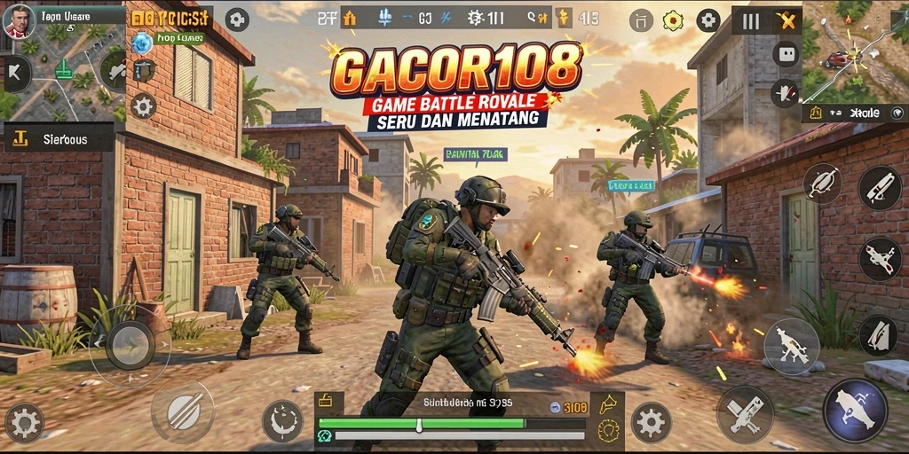 Tangkapan layar GACOR108 menampilkan aksi seru dalam gameplay Battle Royale.