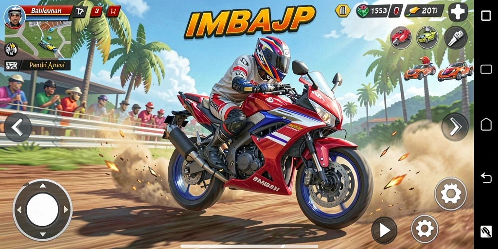 Tampilan gameplay seru balapan motor di IMBAJP.