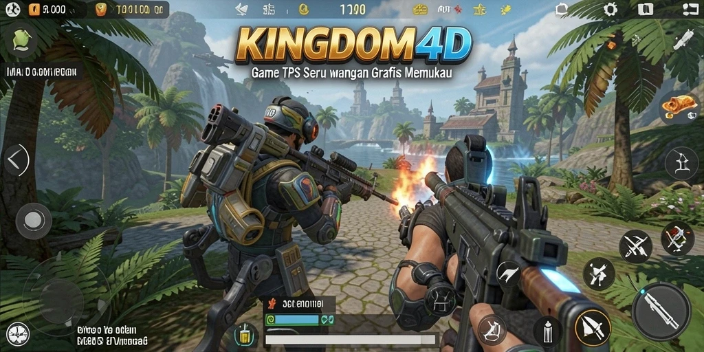 Tampilan gameplay seru KINGDOM4D dengan aksi TPS mendebarkan.