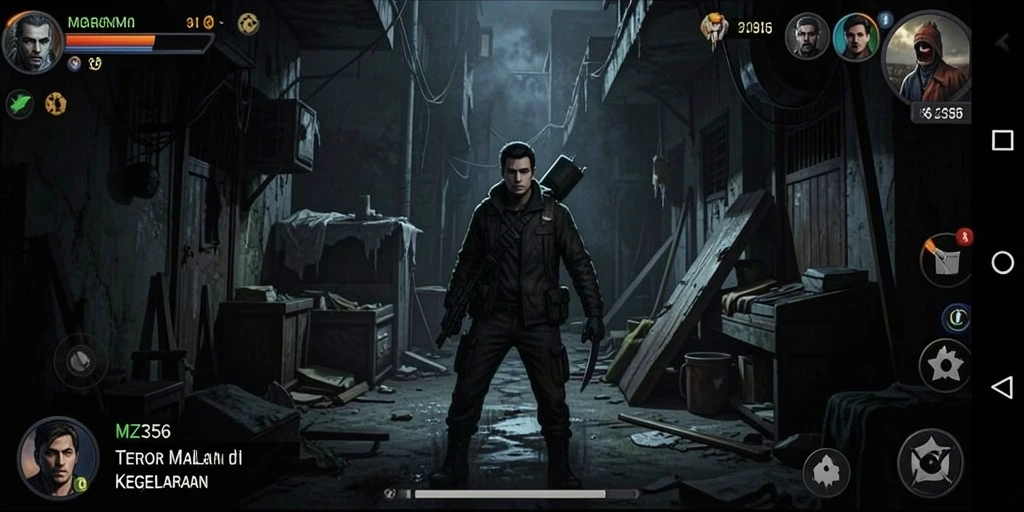 Screenshot MZ356 menampilkan momen menegangkan dalam suasana Horror.