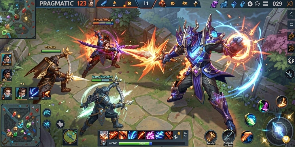 Tampilan gameplay seru dalam PRAGMATIC123 dengan aksi pertarungan tim.