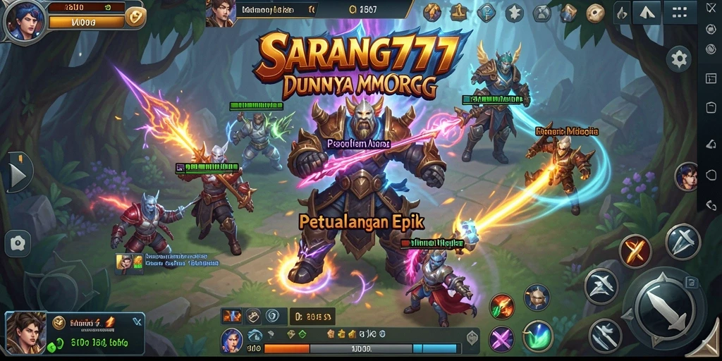 Screenshot dari gameplay <strong>SARANG777</strong> menunjukkan pertarungan seru dan karakter yang dinamis.
