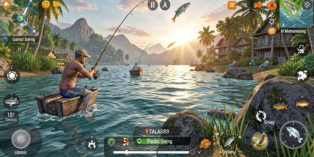 Tampilan gameplay memancing yang mendebarkan di TALAS89.