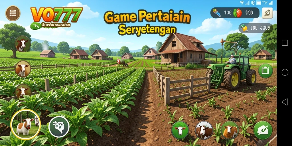 Tampilan gameplay VO777 yang seru dan menyenangkan saat berkebun.